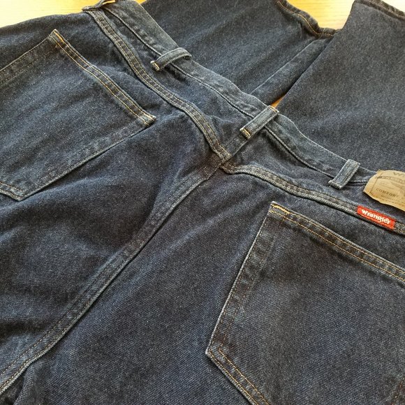 Wrangler Blue Jeans 40x32 Regular Straight Dark Wash 96501MR Cotton Denim - Picture 3 of 8